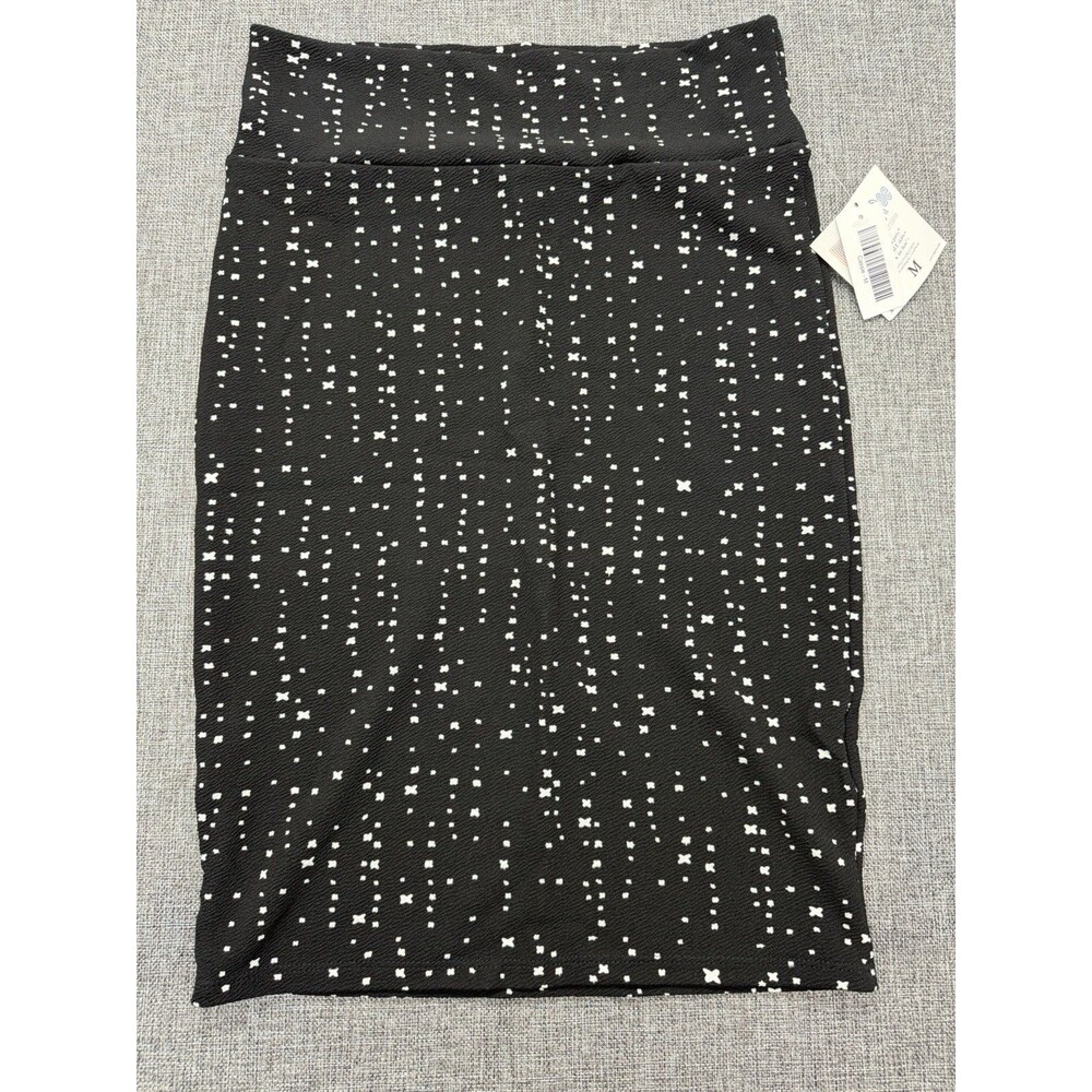 LuLaRoe NWT Cassie Skirt Black Geometric Knee Length Pull On Pencil Sz M